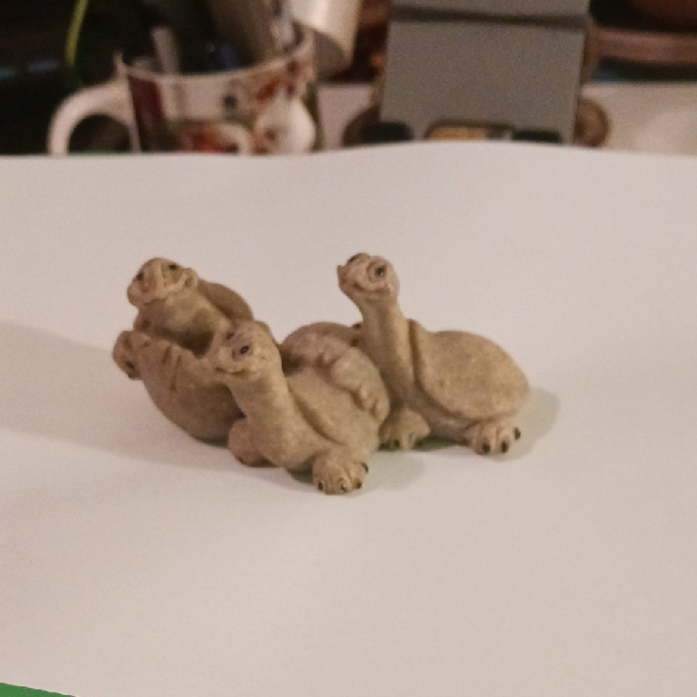 Charming Tan Turtle Trio Figurine